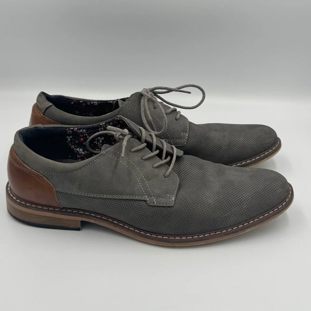 Steve Madden Grey Perforated Oxford Dress Shoes Size 10 NO BOX